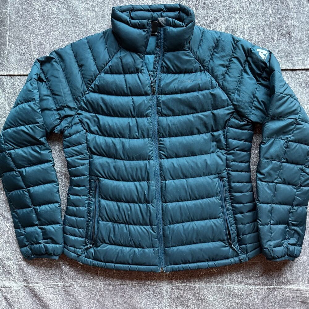 Women's Eddie Bauer First Ascent Teal Blue StormDown 800 Puffer Coat Jacket Sz S